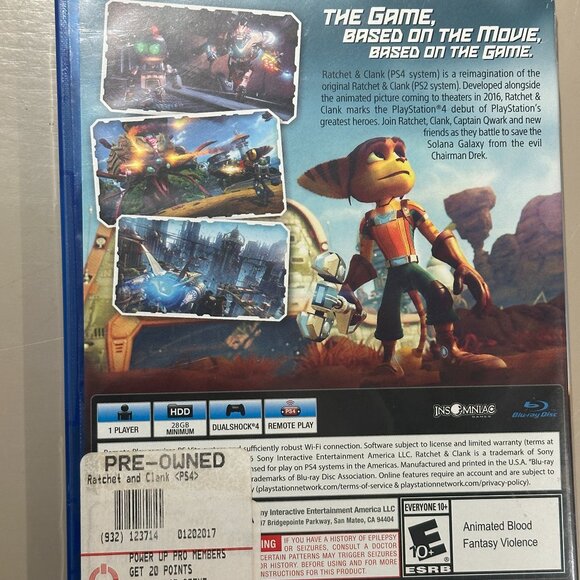 GREAT DEAL! Barely used RATCHET CLANK for PS4 - Playstation game disc! - Picture 3 of 3